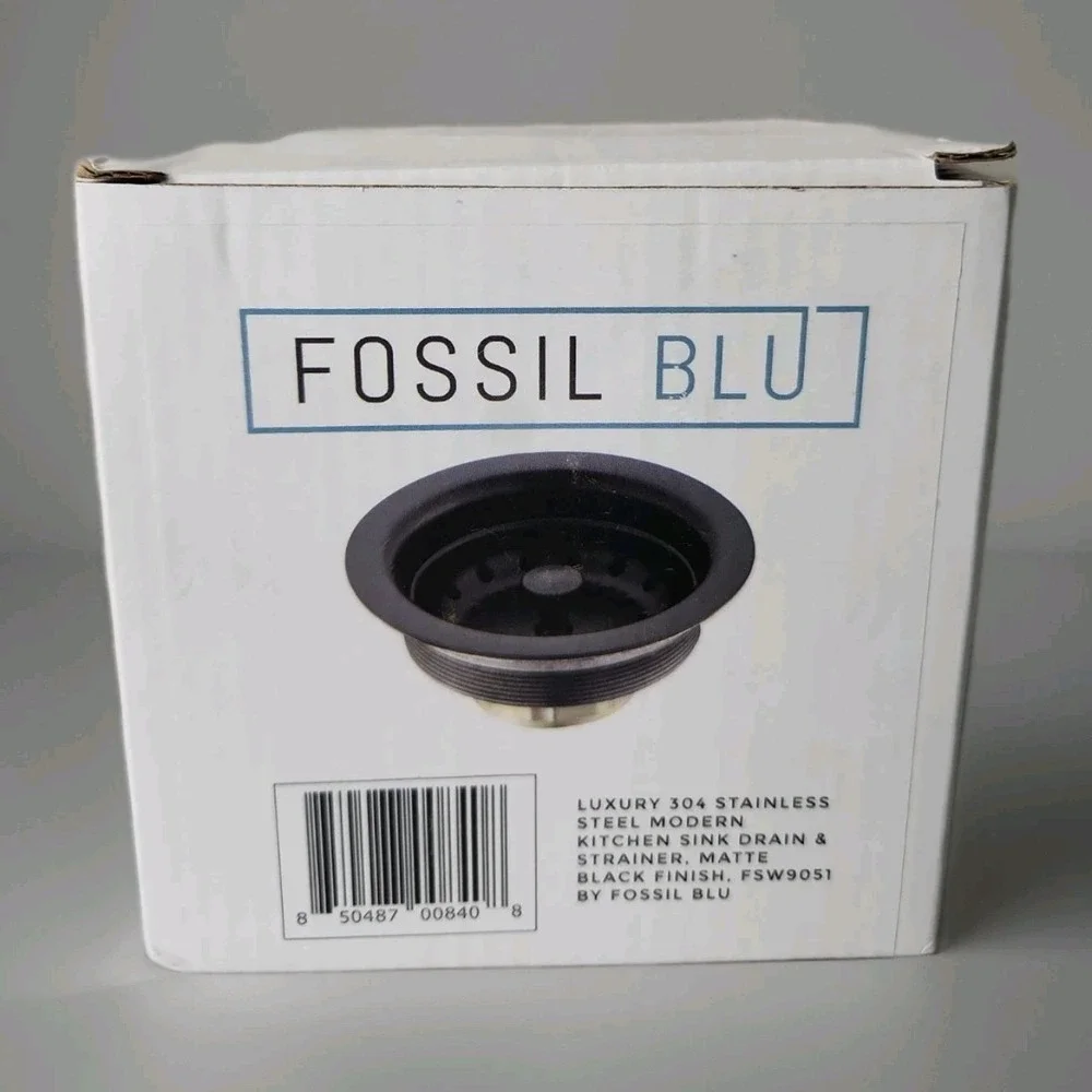 NEW Fossil Blu Luxury 304 Stainless Steel Sink Drain & Strainer/Matte Black‎ NIB